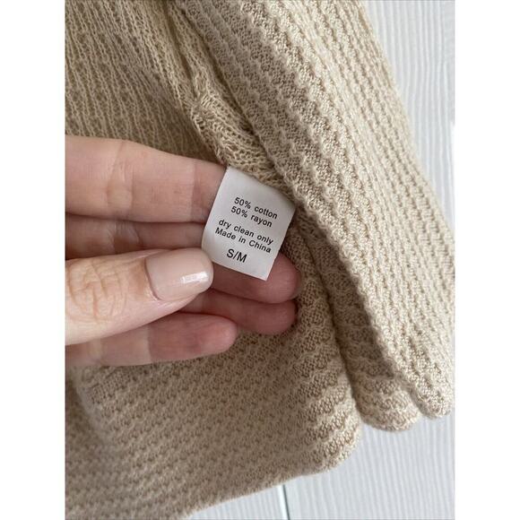 Elizabeth Gillett NYC Tan Knit S/M Bolero Cardigan Timeless Shawl Clasp Front - Picture 6 of 8